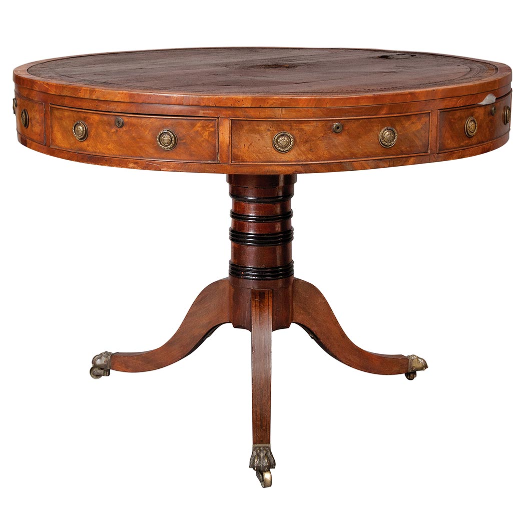 Appraisal: George III Mahogany Drum Table Circa The circular leather inset