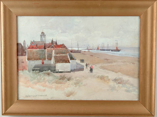 Appraisal: MELBOURNE HAVELOCK HARDWICK American - KATWIJK VILLAGE Watercolor depicts Dutch