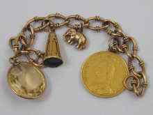 Appraisal: A yellow metal tests ct gold charm bracelet with four