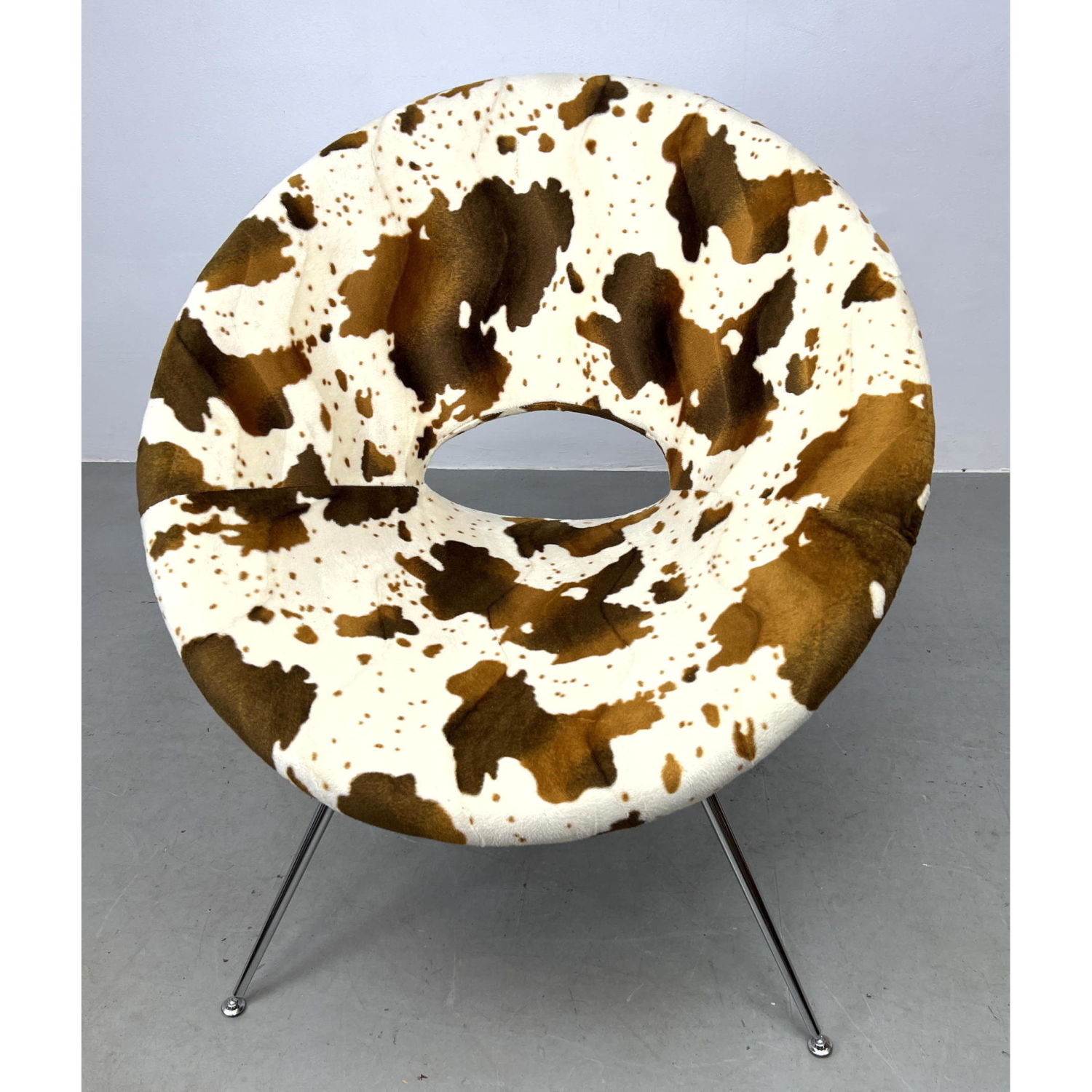 Appraisal: Palamino Print Fabric Upholstered Donut Lounge Chair Metal tube legs