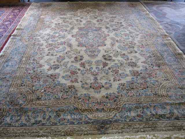 Appraisal: Karastan Kerman Room Size Rug fine florals on ivory field