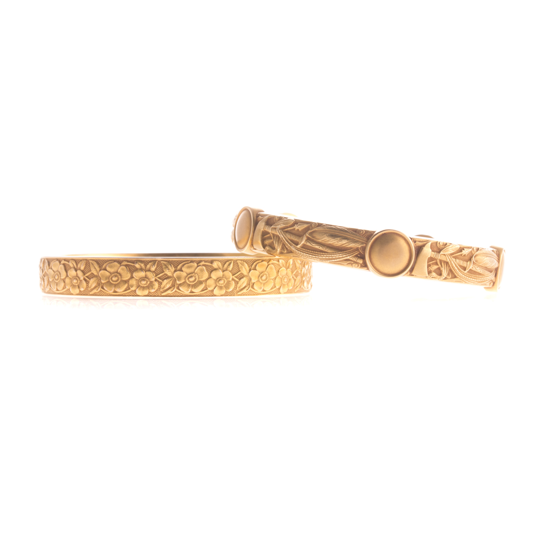 Appraisal: A Pair of Slip On Bangle Bracelets in Gold K