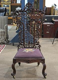 Appraisal: Continental Renaissance style hall chair Continental Renaissance style hall chair