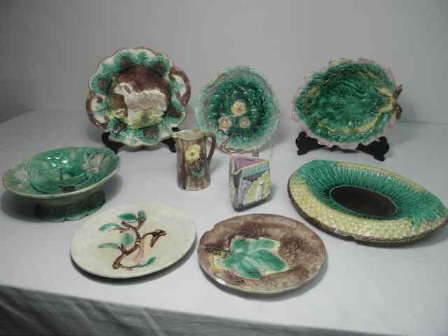 Appraisal: Lot of assorted English Majolica art pottery Includes total pieces