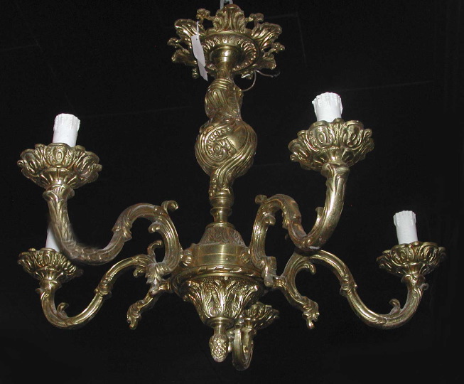 Appraisal: Brass Five-Light Chandelier of small size in the Louis XV-XVI