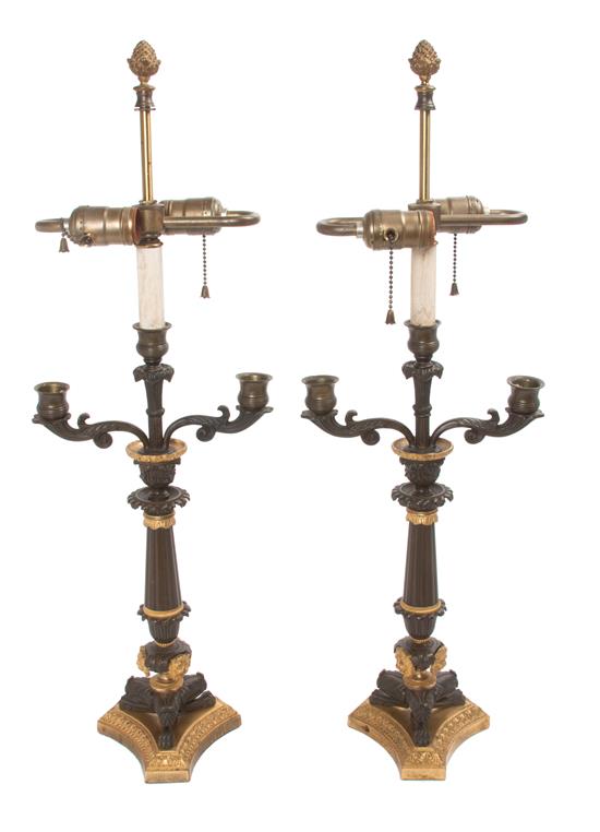 Appraisal: Sale Lot A Pair of Empire Gilt and Patinated Bronze