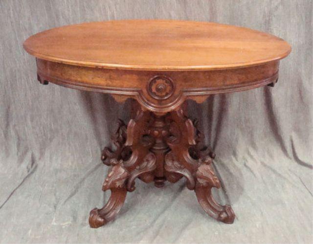 Appraisal: Highly Carved Walnut Victorian Centre Table Dimensions x x