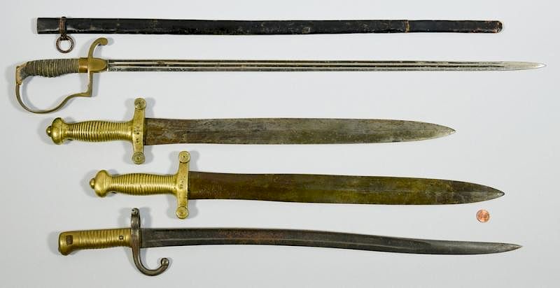 Appraisal: European Swords and Bayonet Four European Sword and Bayonet st