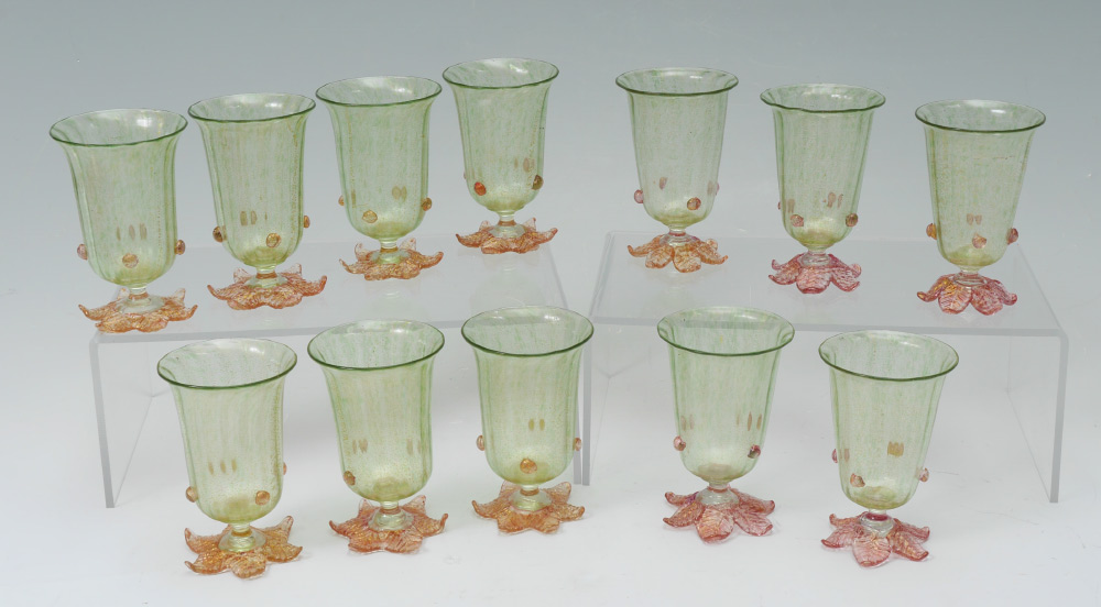 Appraisal: SALVIATI VENETIAN AVENTURINE JUICE GLASSES Set of with slight variances