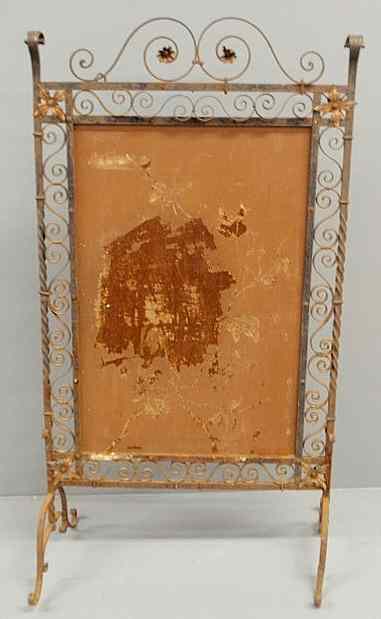 Appraisal: Ornate Continental wrought iron fire screen late th c As