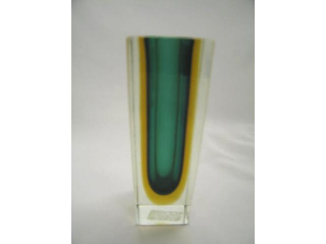 Appraisal: Murano Art Glass Vase internal green yellow decor excellent