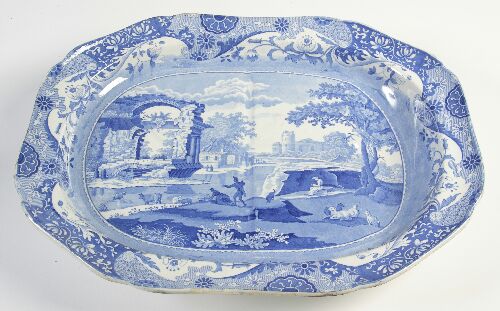 Appraisal: A th century Spode 'Italian' pattern blue printed venison dish