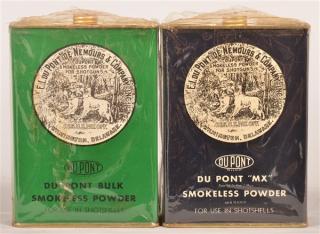 Appraisal: Two Various Du Pont Smokeless Powder Tins Lithographed cardboard sides