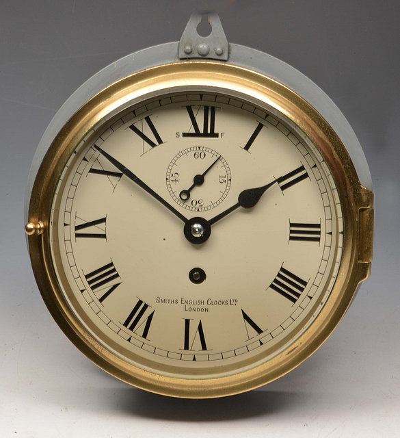 Appraisal: A SMITHS EIGHT DAY SHIPS BULKHEAD TIMEPIECE the white painted