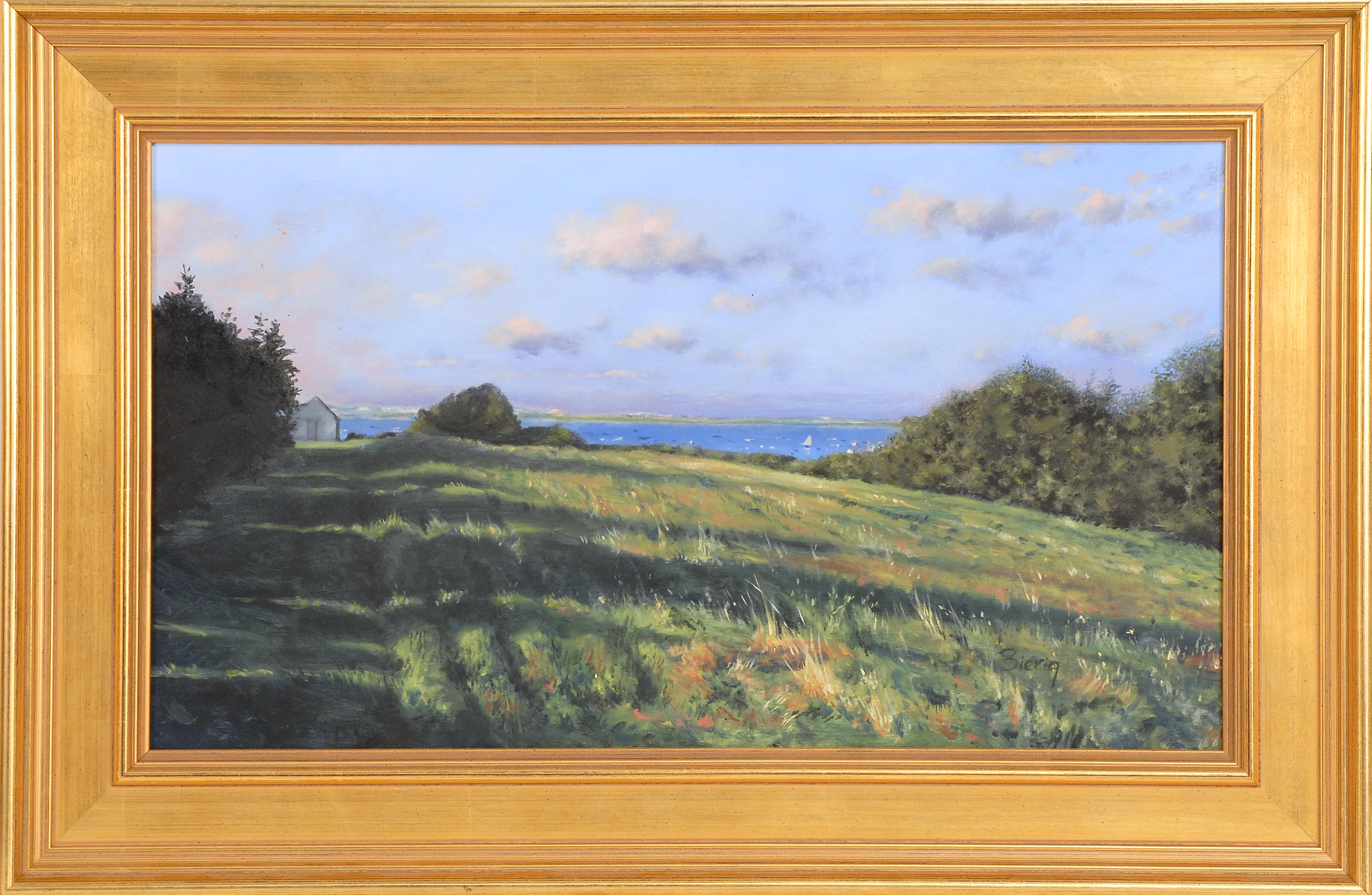 Appraisal: BRIAN BIERIGContemporary Cape CodA hay field overlooking Barnstable Harbor Signed