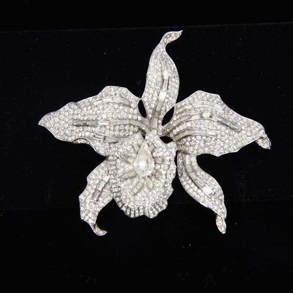 Appraisal: KTF Trifari 'Alfred Philippe' Pave' Rhinestone Orchid Flower Trembler Pin