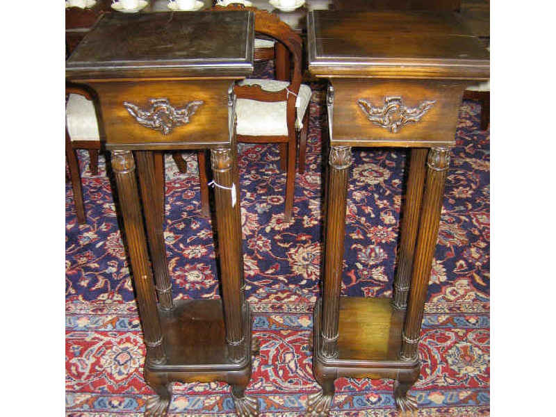 Appraisal: PAIR OF ITALIAN STYLE MAHOGANY PEDESTALS With square molded tops