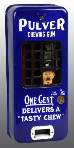 Appraisal: Pulver Chewing Gum Vending Machine Description Blue case variation Case