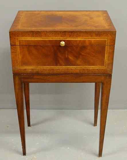 Appraisal: Hepplewhite style inlaid mahogany storage box with square tapered legs