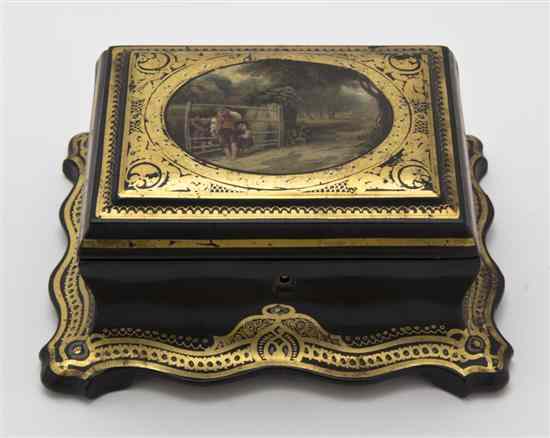 Appraisal: A Victorian Papier Mache Ink Stand of rectangular form with