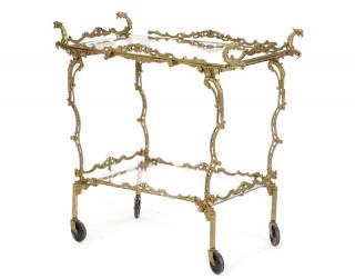 Appraisal: Gilt Metal Neoclassical Style Bar or Tea Cart Continental early