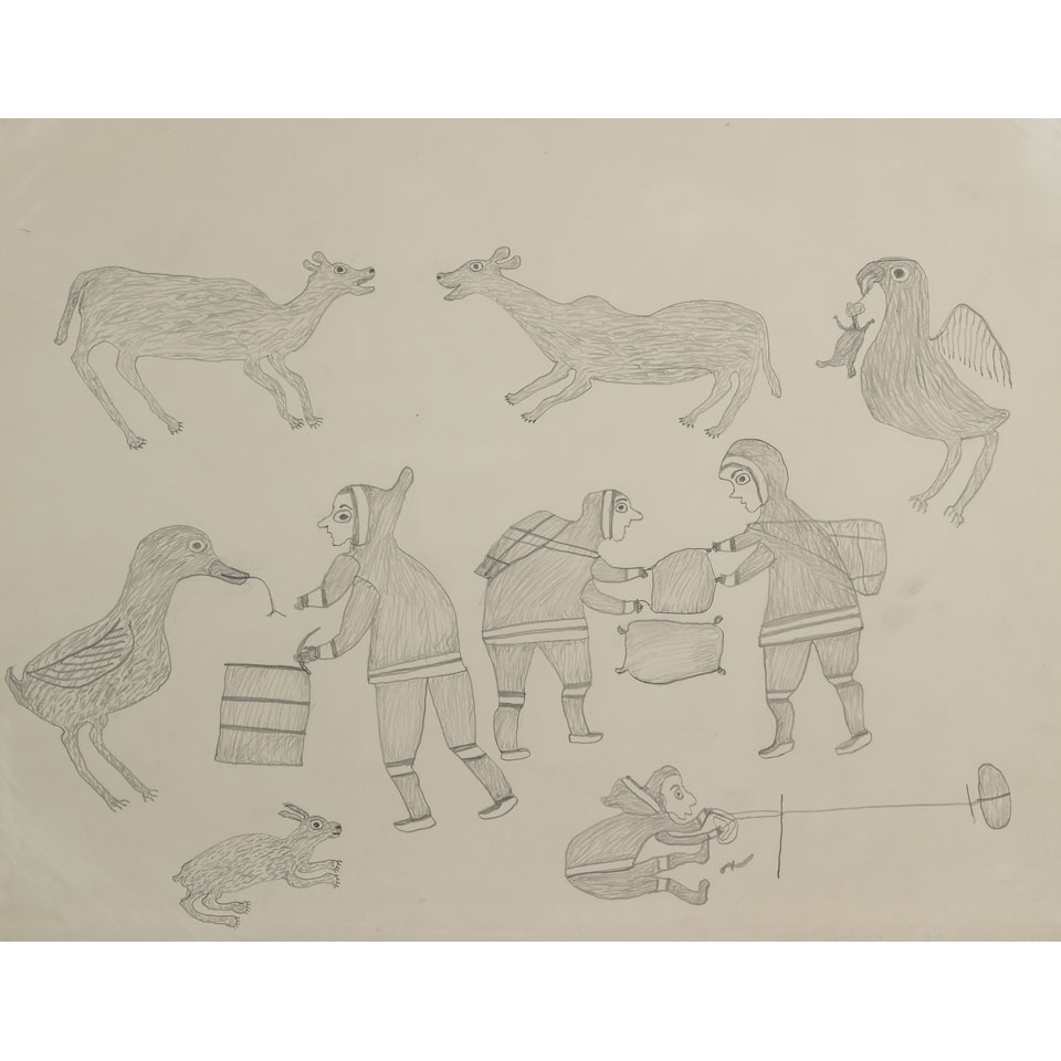 Appraisal: KIAKSHUK - E - Cape Dorset UNTITLED graphite drawing x