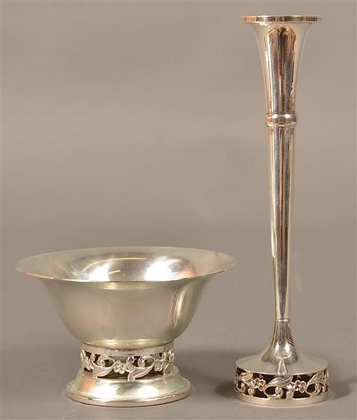 Appraisal: Baldwin Miller Sterling Vase and Footed Bowl Baldwin Miller Inc