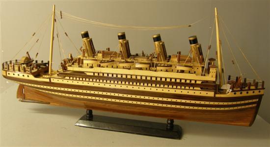 Appraisal: Wooden model of an early twentieth century cruise liner on