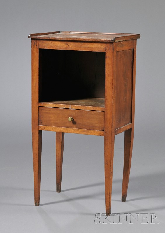 Appraisal: French Classical Walnut Night Table th century three-quarter raised lip