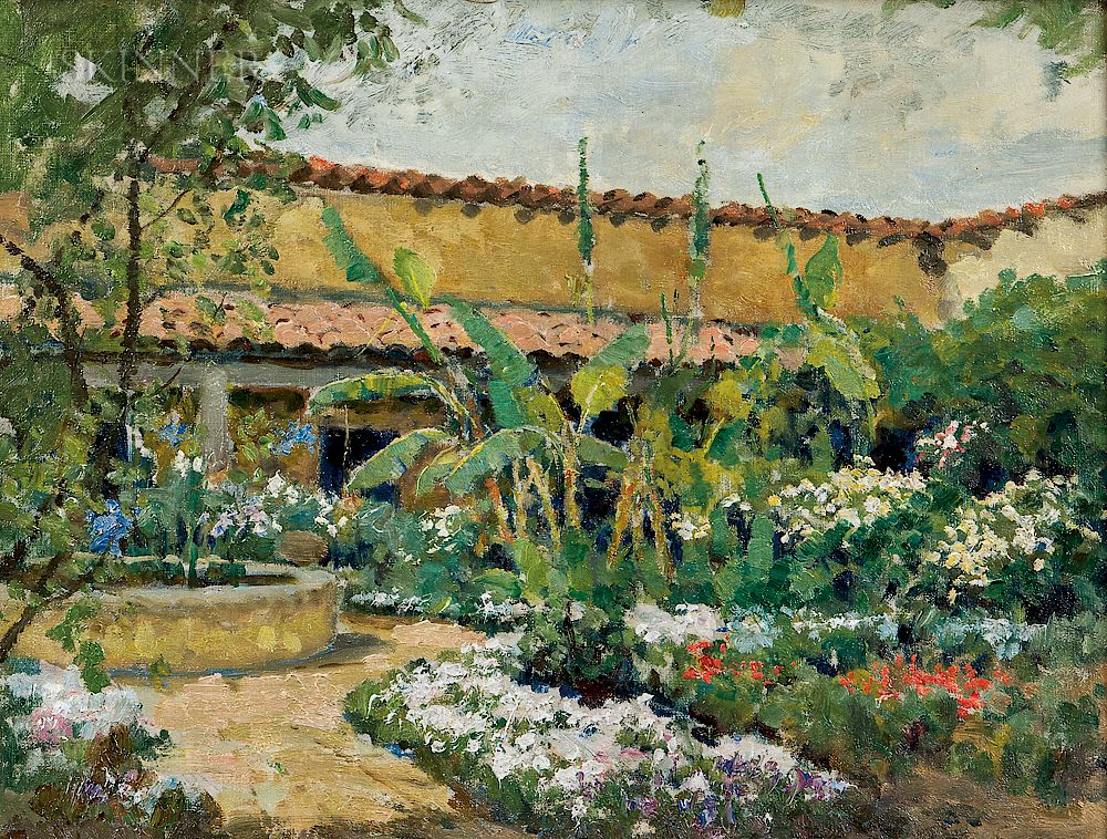 Appraisal: Attributed to Theodore Wores American - In Ramona's Garden San