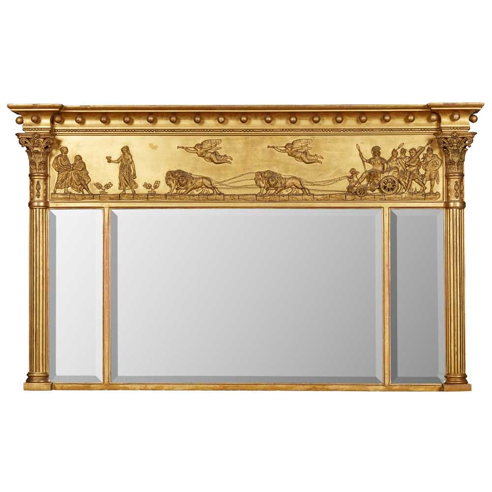 Appraisal: REGENCY GILTWOOD AND GESSO TRIPLE OVERMANTEL MIRROR EARLY TH CENTURY