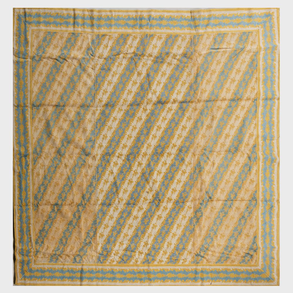 Appraisal: Silk 'Versailles' Yellow and Blue Rug Stark Lined ft in