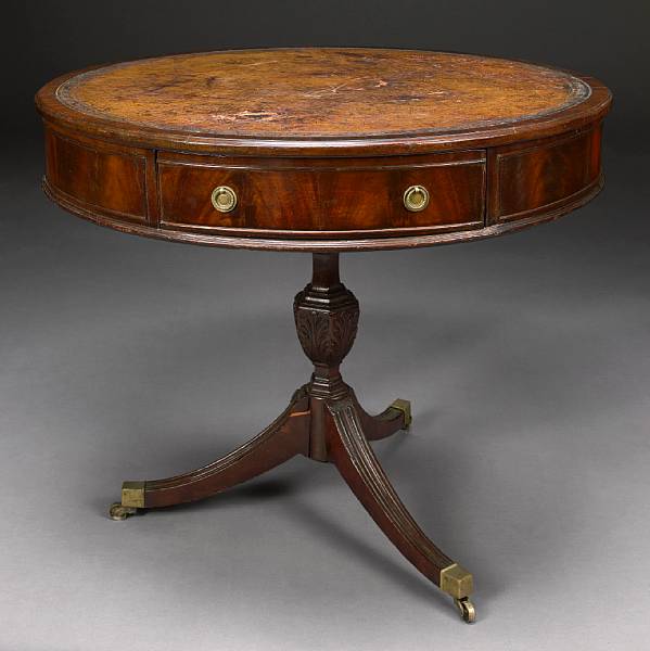 Appraisal: A George III style mahogany drum table The circular top