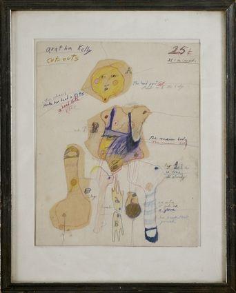 Appraisal: ATTRIBUTED TO PATTI SWITT CUT-OUTS Collage and crayon drawing x