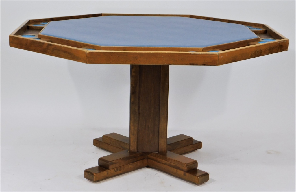 Appraisal: KESTELL BLUE TOP OCTAGONAL POKER TABLE United States th CenturyOctagonal