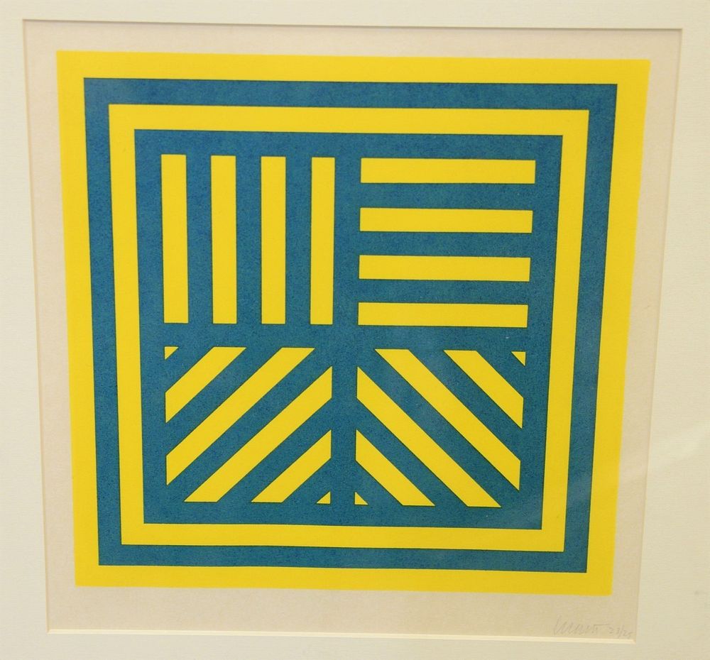 Appraisal: Sol Lewitt lithograph composition in yellow and blue pencil signed