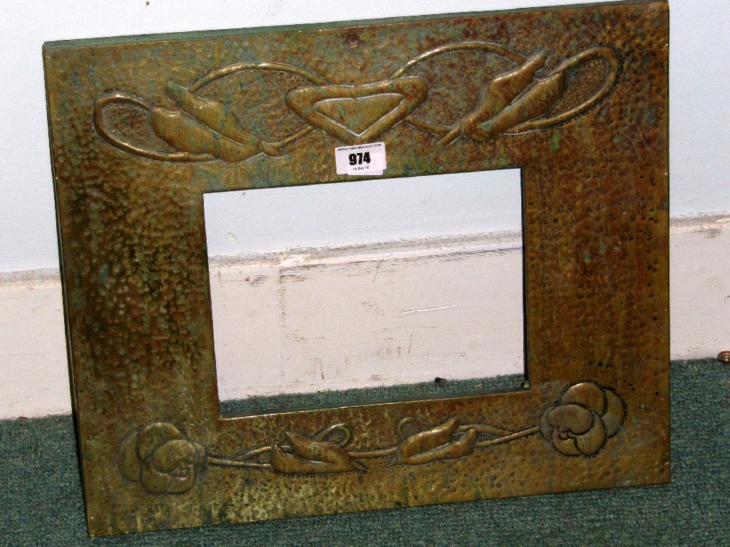 Appraisal: Brass Art Nouveau frame with embossed decoration