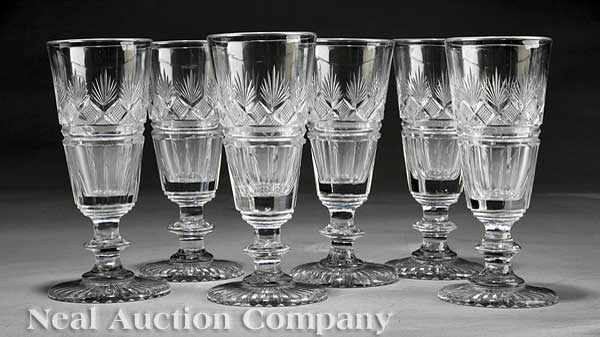 Appraisal: A Set of Six American Diamond and Fan Cut Glass