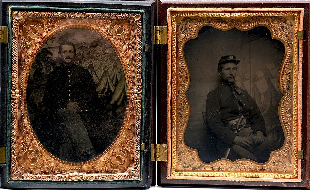 Appraisal: Civil War plate tintypes Union soldiers Grouping of Civil War