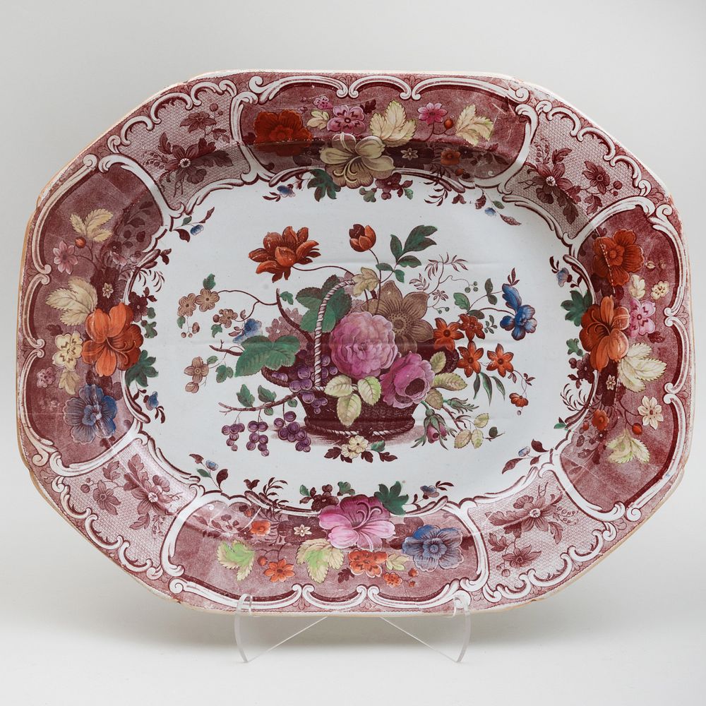 Appraisal: Mason's Ironstone Transfer Printed and Enriched Meat Platter Decorated with