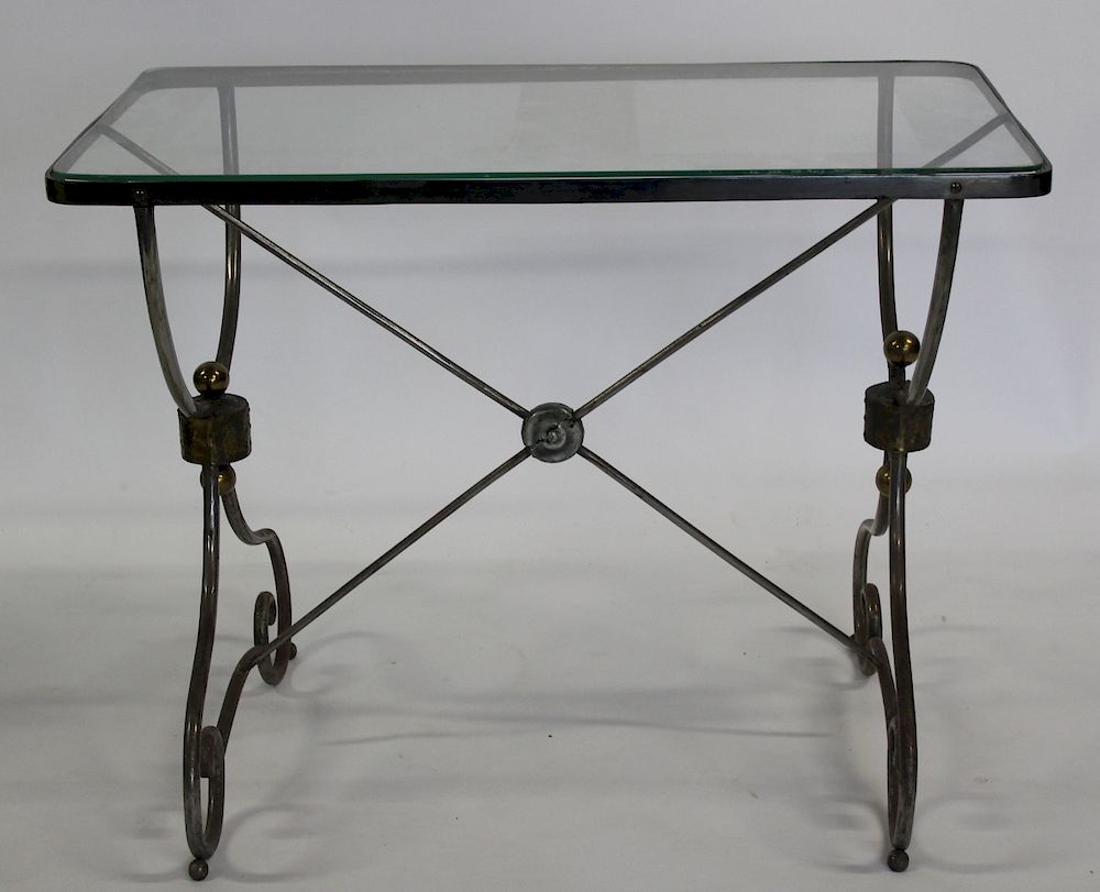 Appraisal: Vintage French Steel and Brass Bakers Table Good quality nice