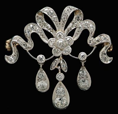 Appraisal: Vintage diamond brooch old mine and single-cut diamonds estimated total