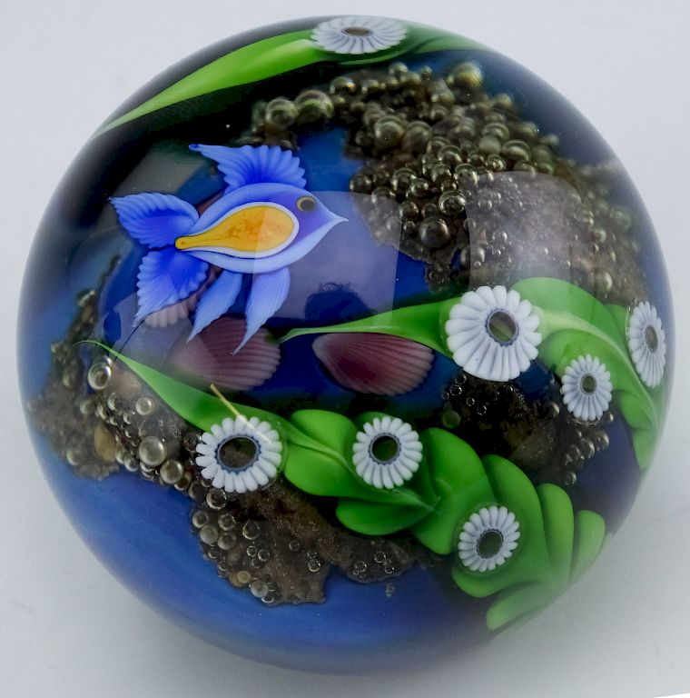 Appraisal: Orient Flume Aquarium Art Glass Fish Paperweight Guaranteed Authentic Orient