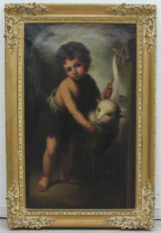 Appraisal: THE CHRIST CHILD AND LAMB OIL ON CANVAS late th