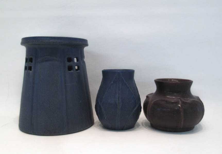 Appraisal: THREE EPHRAIM FAIENCE AMERICAN ART POTTERY VASES the first in