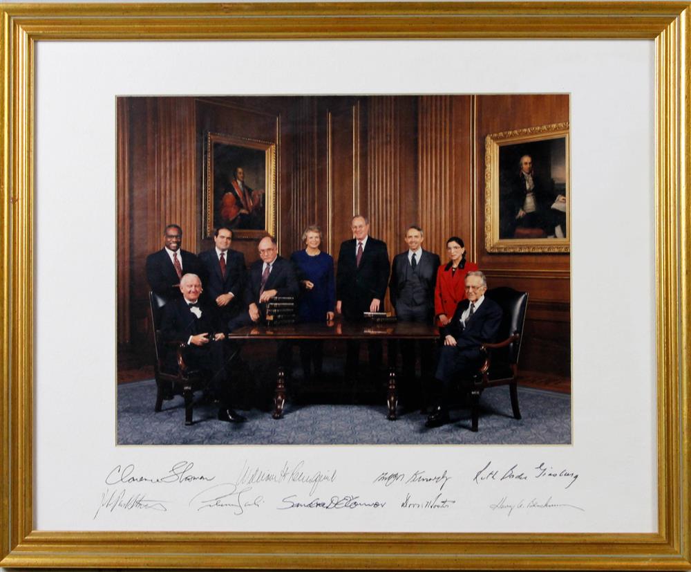 Appraisal: CIRCA SUPREME COURT PHOTOGRAPH SIGNED BY ALL NINE JUSTICES Photograph