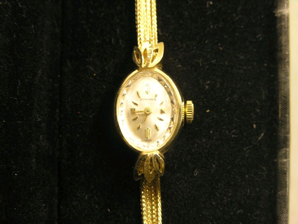 Appraisal: A lady's Longines ct gold wristwatch with ct gold strap