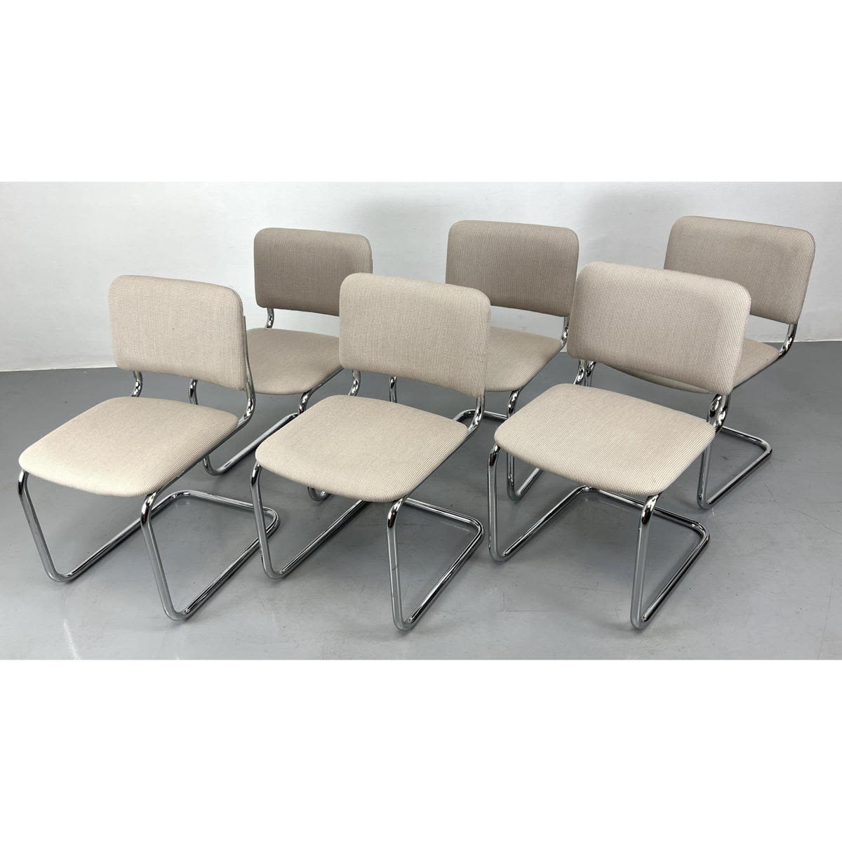 Appraisal: Set LOEWENSTEIN OGGO Chrome Tube Dining Chairs Cantilever frame design