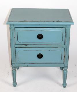 Appraisal: Blue painted drawer end table Blue painted drawer end table