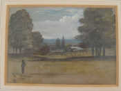 Appraisal: A watercolour attributed to William Crotch titled 'Wandsworth Common-view from